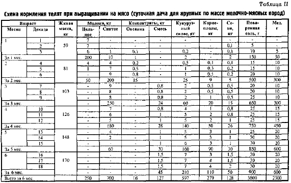 Схема кормления телят